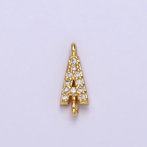 14K Gold Filled 11mm A-Z Initial Letter Alphabet Micro Paved CZ Personalized Sideways Connector | A-A1002-A-A1014
