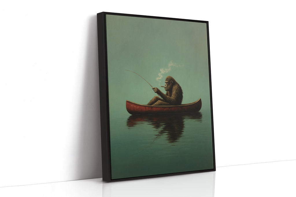 Fishing Ape in a Red Canoe