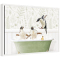 Sylvie Penguins in Fern Bath Framed Canvas by Amy Peterson