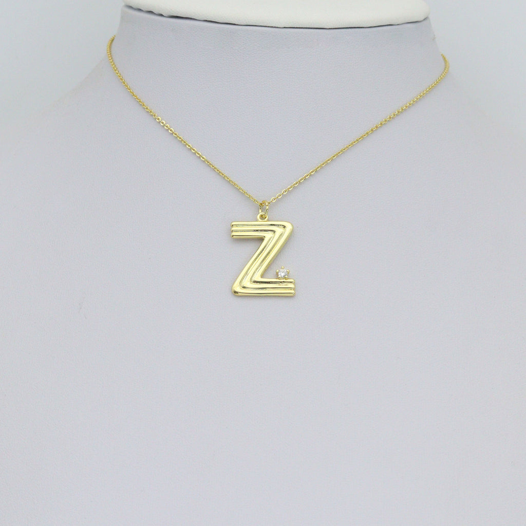 Gold Silver Alphabet Initial Charm Pendant, Sku#LX944