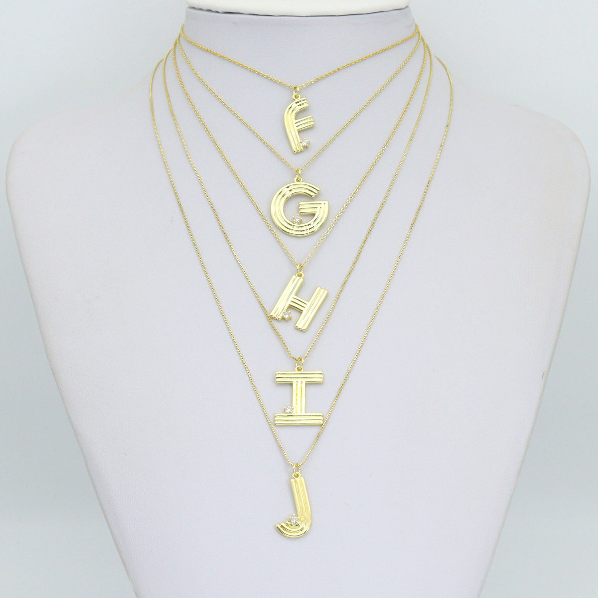 Gold Silver Alphabet Initial Charm Pendant, Sku#LX944