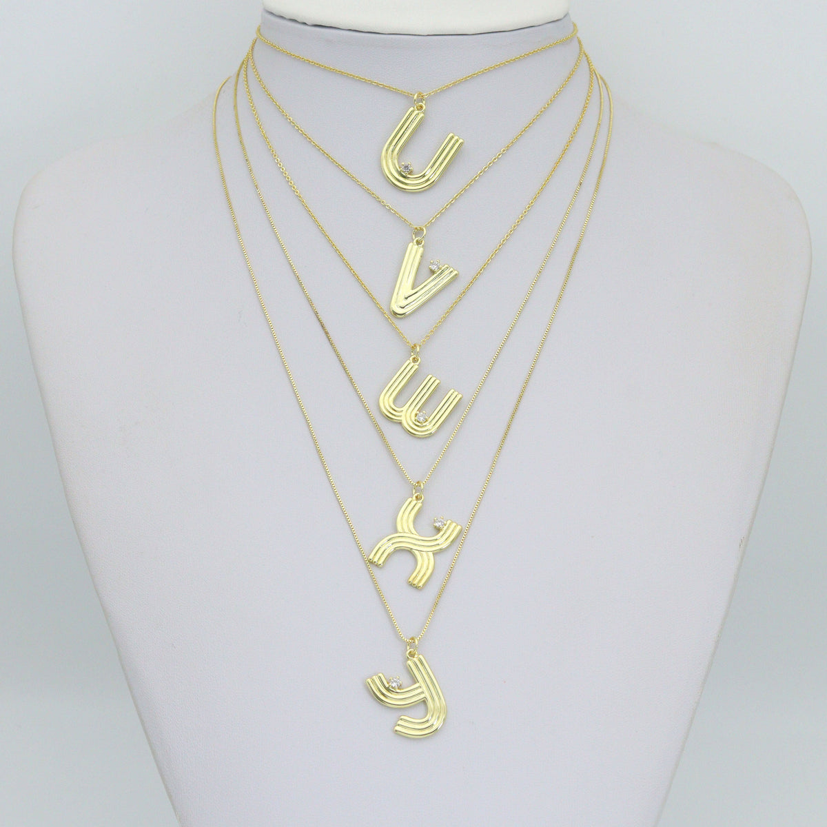 Gold Silver Alphabet Initial Charm Pendant, Sku#LX944