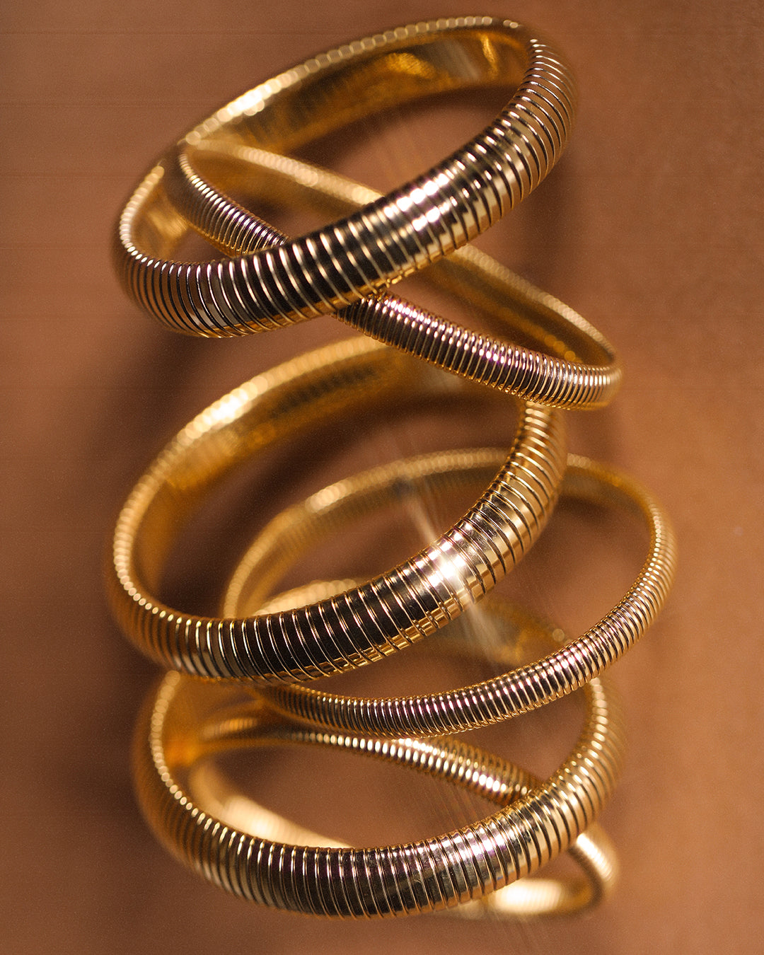 Flex Snake Chain Bracelet- Set of 3 (12mm wide)- Gold (Ships Late September)