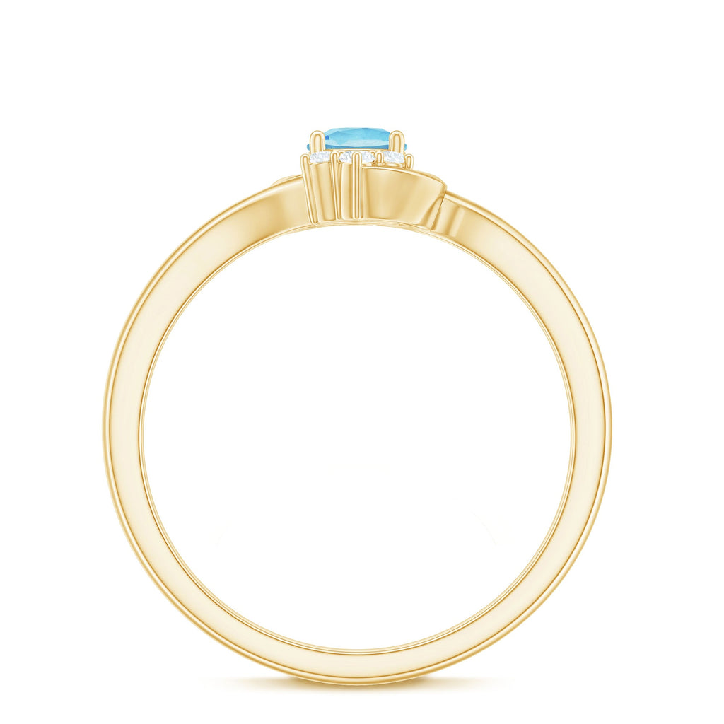 Genuine Aquamarine and Diamond Promise Ring For Her