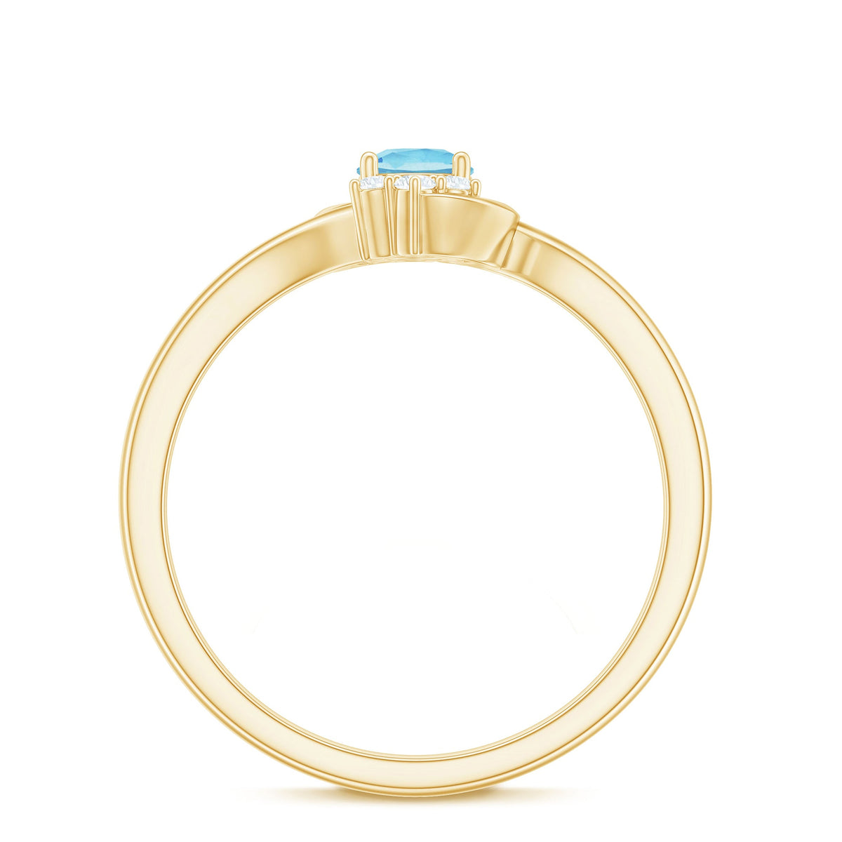 Genuine Aquamarine and Diamond Promise Ring For Her