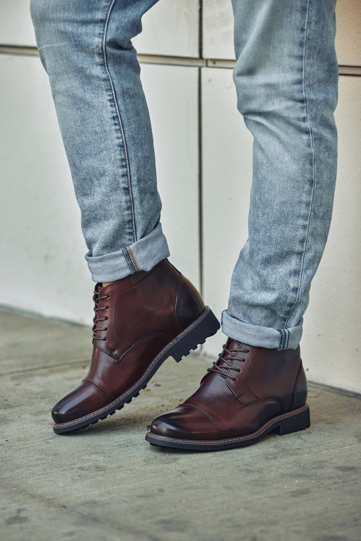 CALTO 3.2-Inch Taller Dark Brown Leather Boots Y41081