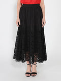 Gracia Fashion Women's A-line pleated detail bottom lace skirt