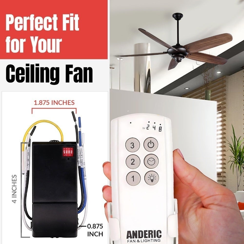 Anderic Substitute Kit for RE-AC-H-1 UC7235T4 for Modern Fan Company Ceiling Fan Remote Control [63T-AC83T-KIT]