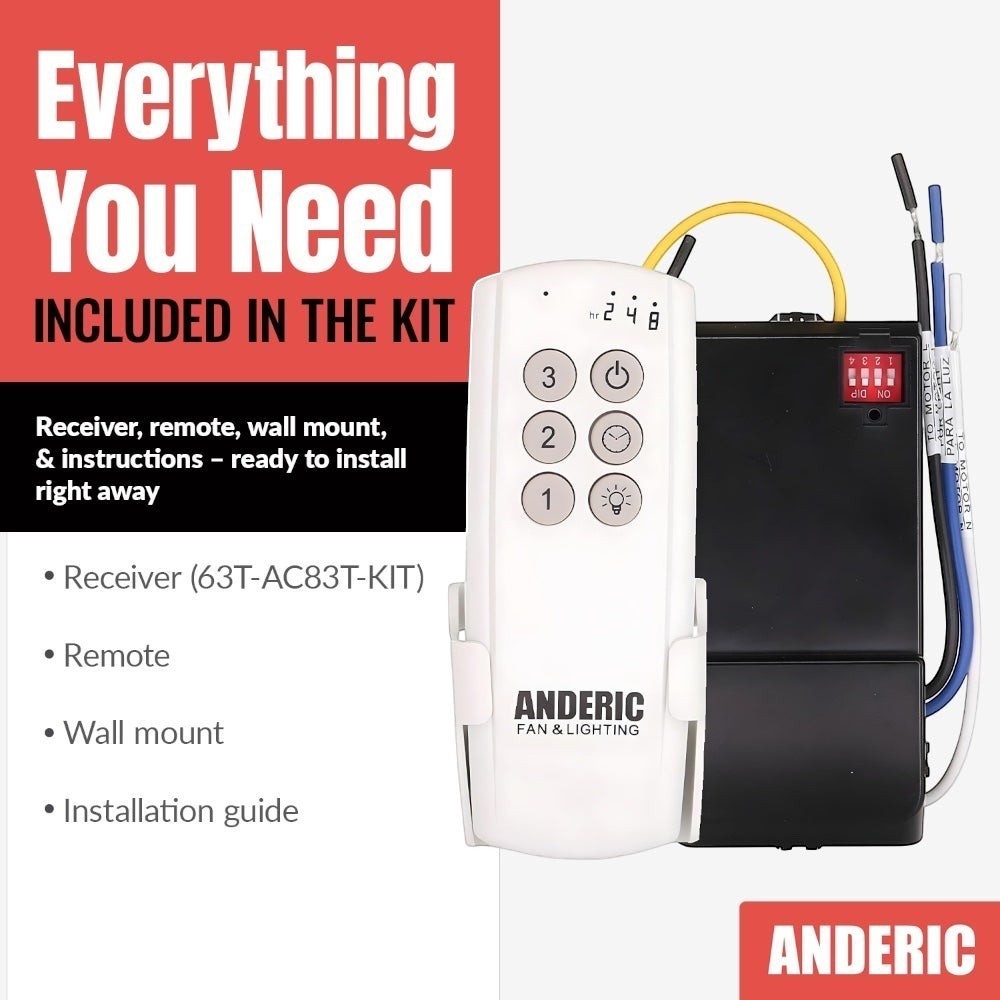 Anderic Substitute Kit for RE-AC-H-1 UC7235T4 for Modern Fan Company Ceiling Fan Remote Control [63T-AC83T-KIT]
