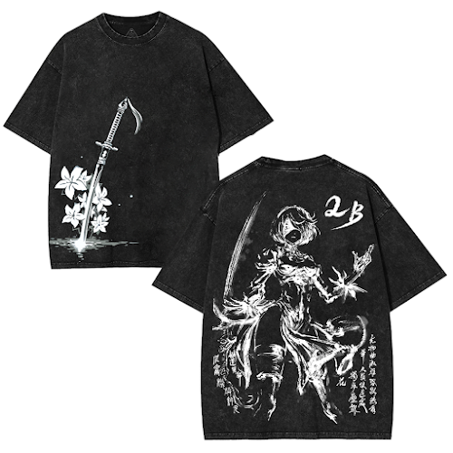 Nier Automata 2B v7 Yorha for the glory of the mankind – Washed Tee Cotton Menswear Top  | SEP 52