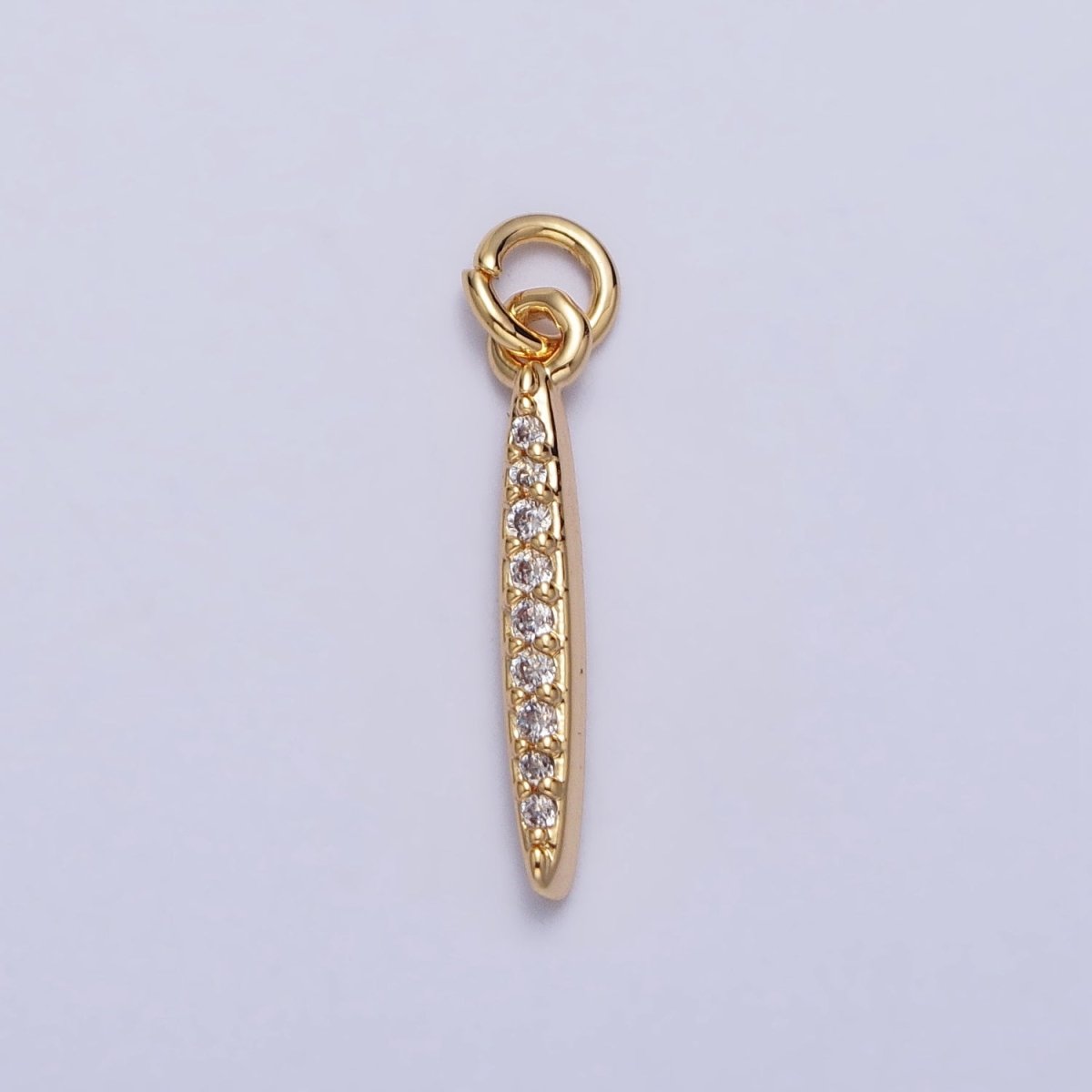 Clear Micro Paved CZ Initial Alphabet Letter Gold Personalized Charm  | A-520-A-532
