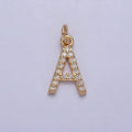 Clear Micro Paved CZ Initial Alphabet Letter Gold Personalized Charm  | A-520-A-532