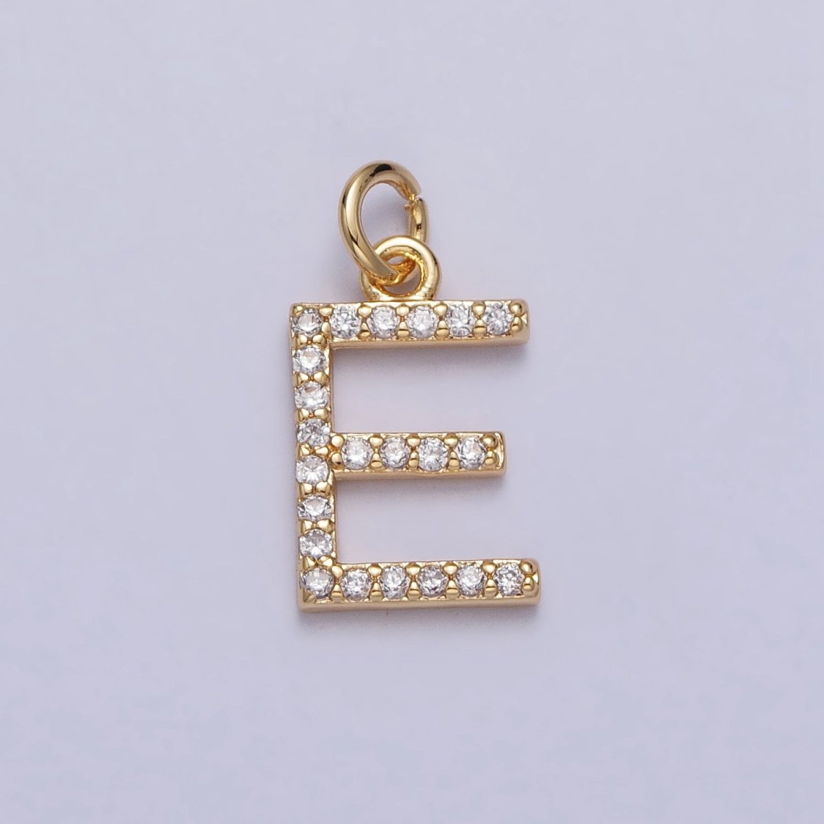 Clear Micro Paved CZ Initial Alphabet Letter Gold Personalized Charm  | A-520-A-532
