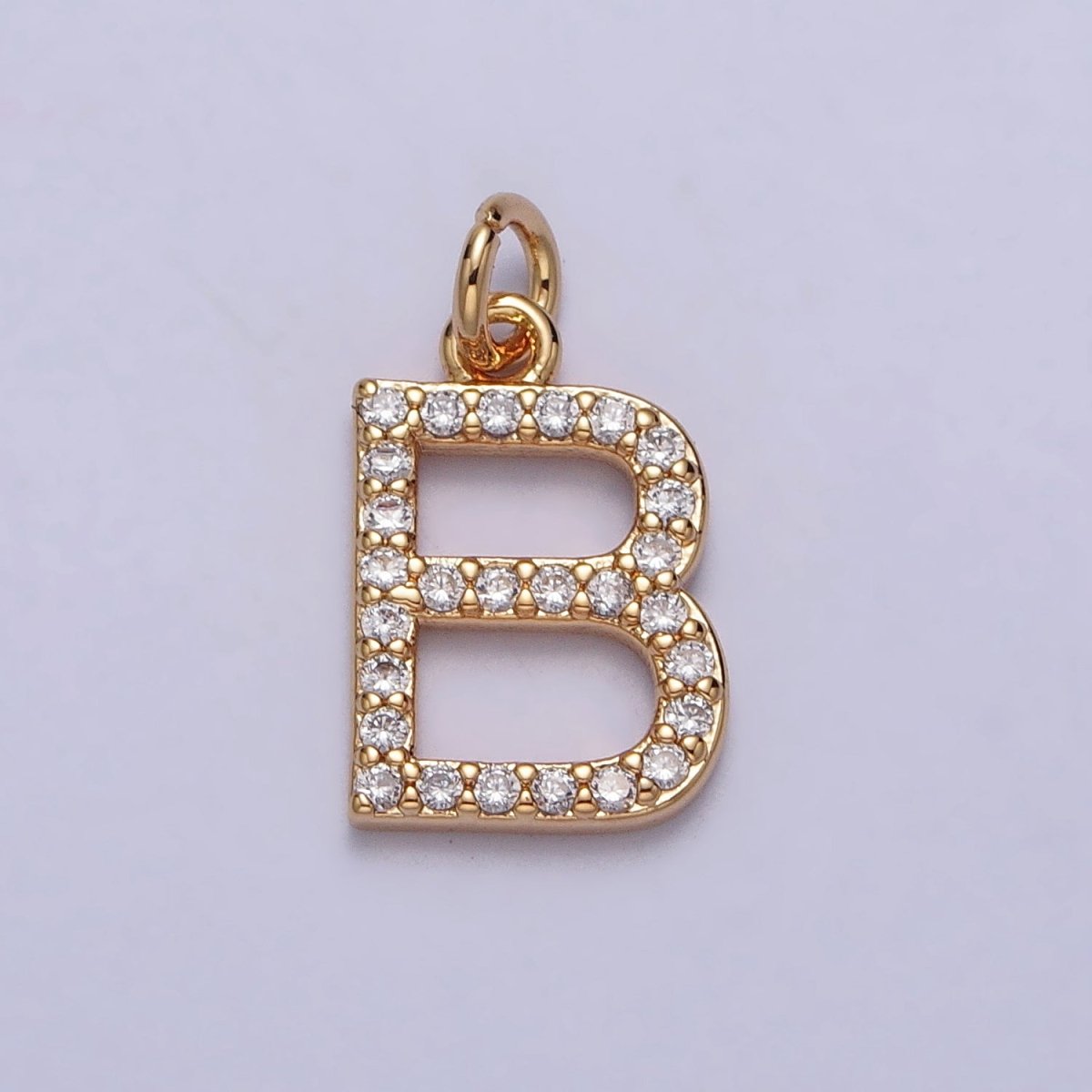 Clear Micro Paved CZ Initial Alphabet Letter Gold Personalized Charm  | A-520-A-532