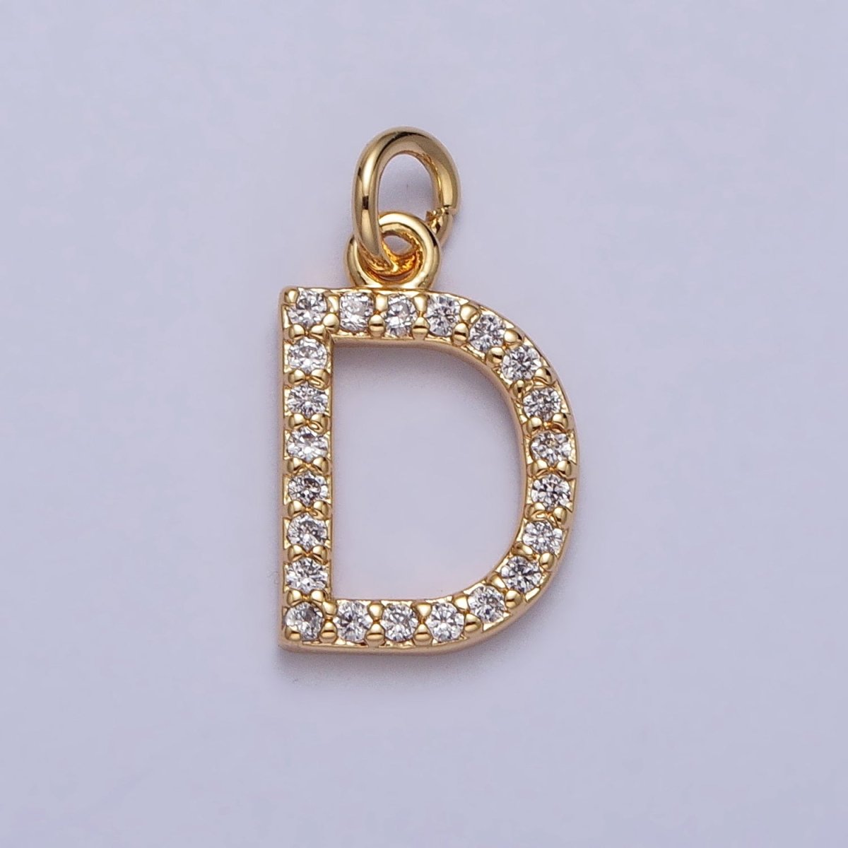 Clear Micro Paved CZ Initial Alphabet Letter Gold Personalized Charm  | A-520-A-532