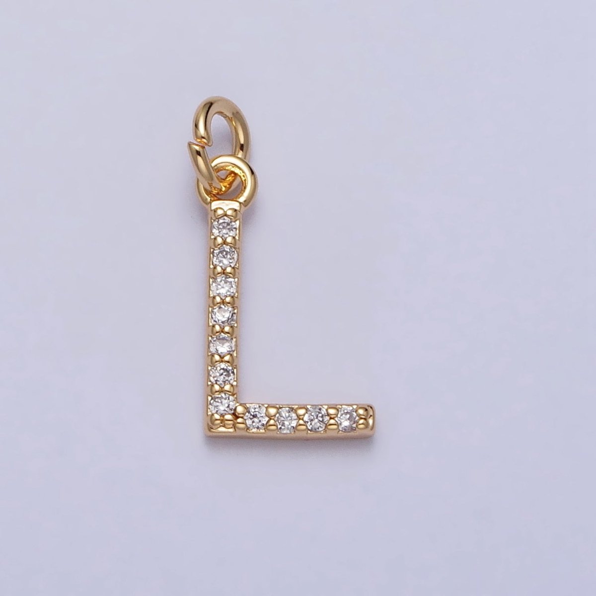 Clear Micro Paved CZ Initial Alphabet Letter Gold Personalized Charm  | A-520-A-532