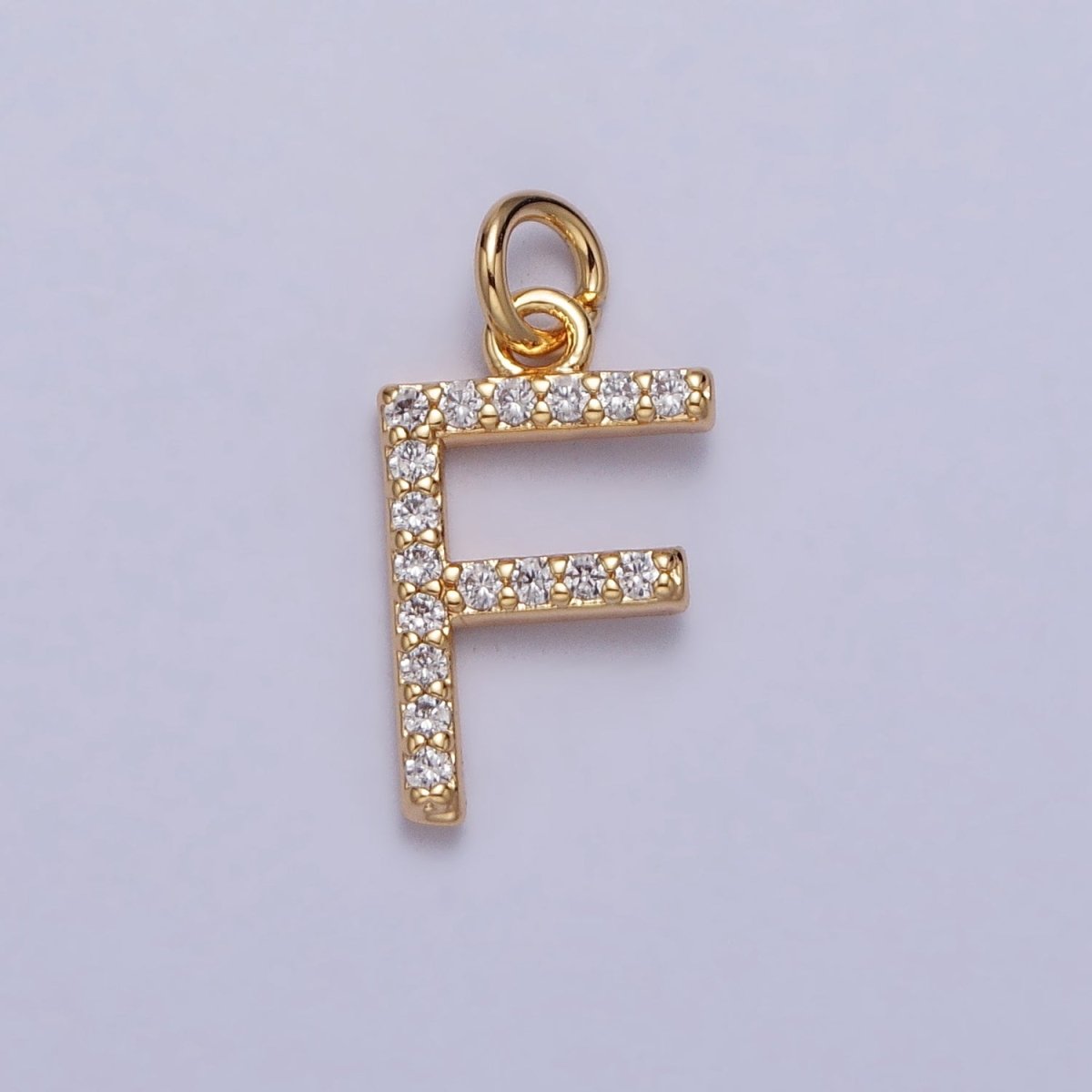 Clear Micro Paved CZ Initial Alphabet Letter Gold Personalized Charm  | A-520-A-532