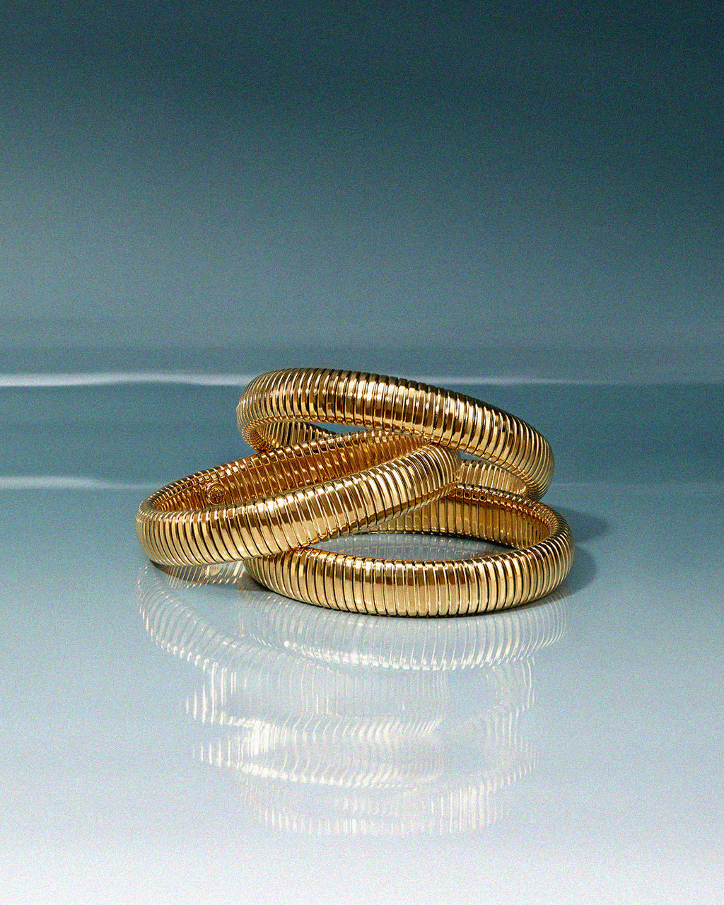 Flex Snake Chain Bracelet- Set of 3 (12mm wide)- Gold (Ships Late September)