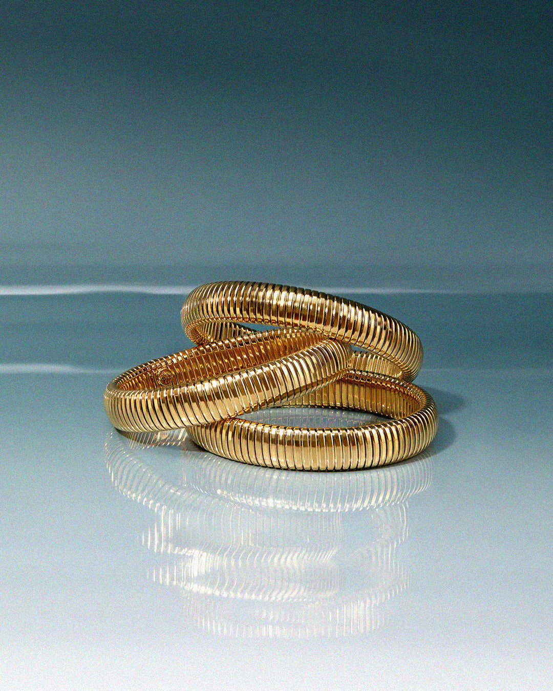 Flex Snake Chain Bracelet- Set of 3 (12mm wide)- Gold (Ships Late September)
