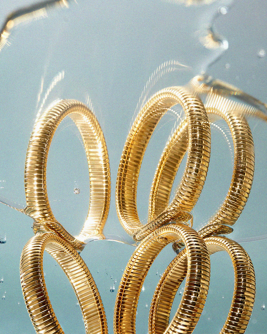 Flex Snake Chain Bracelet- Set of 3 (12mm wide)- Gold (Ships Late September)