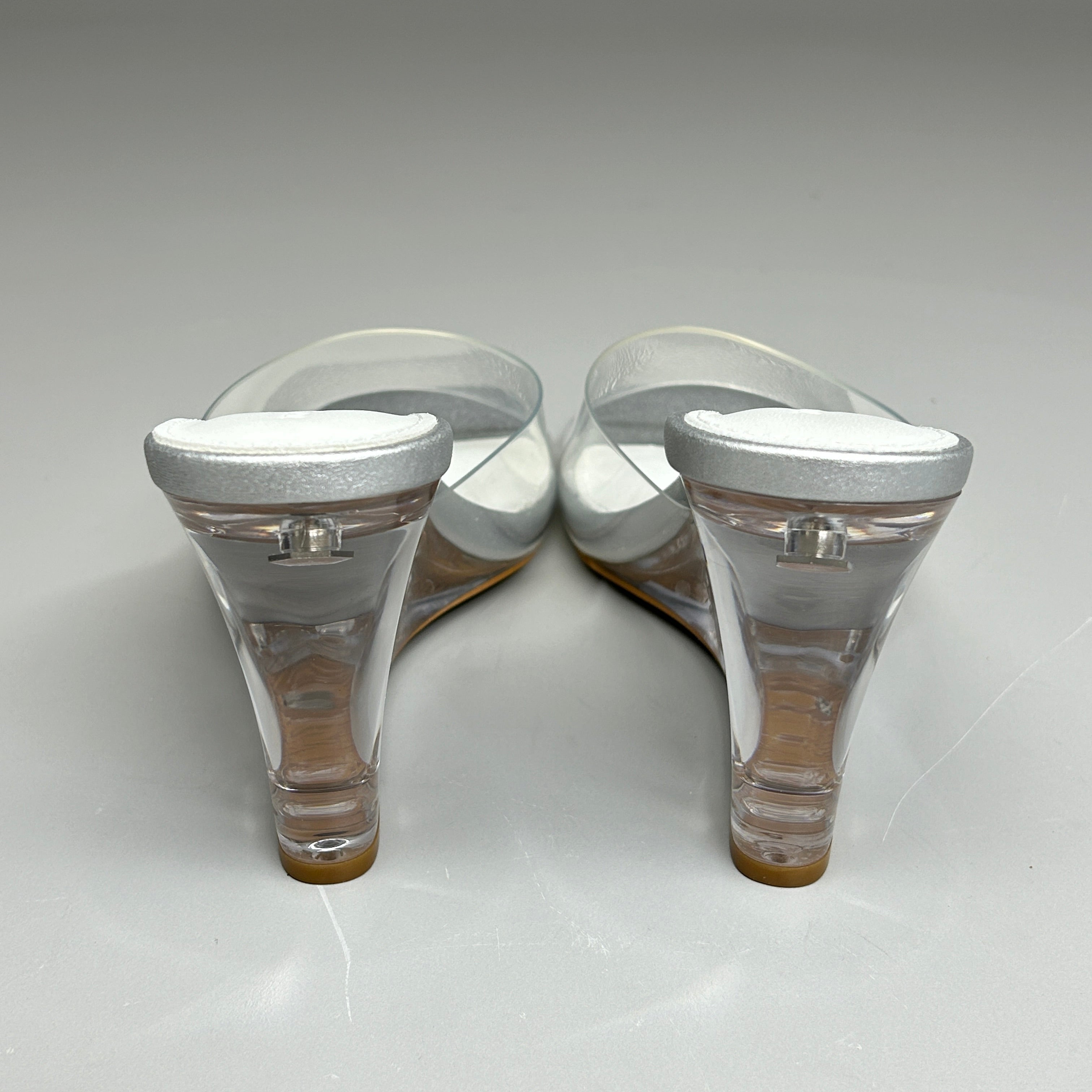 TONY BIANCO Alessi Clear Vinylite/Silver Wedges Women's Heels Sz 6.5 (New)