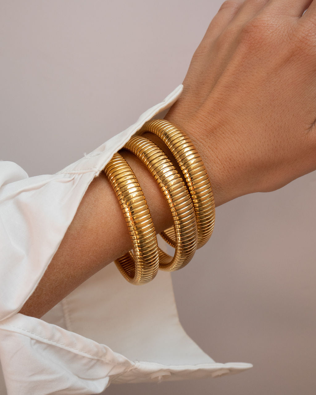 Flex Snake Chain Bracelet- Set of 3 (12mm wide)- Gold (Ships Late September)