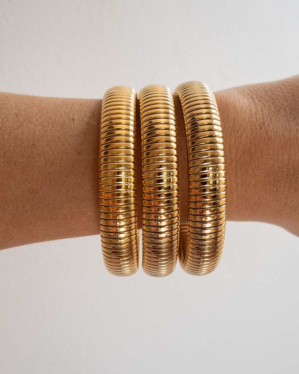 Flex Snake Chain Bracelet- Set of 3 (12mm wide)- Gold (Ships Late September)