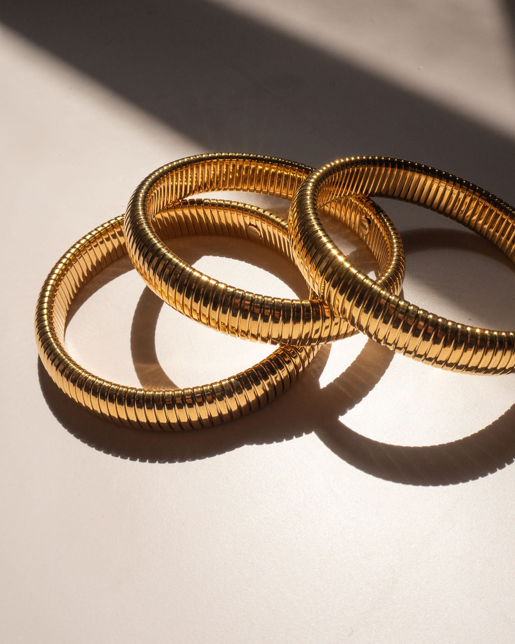 Flex Snake Chain Bracelet- Set of 3 (12mm wide)- Gold (Ships Late September)