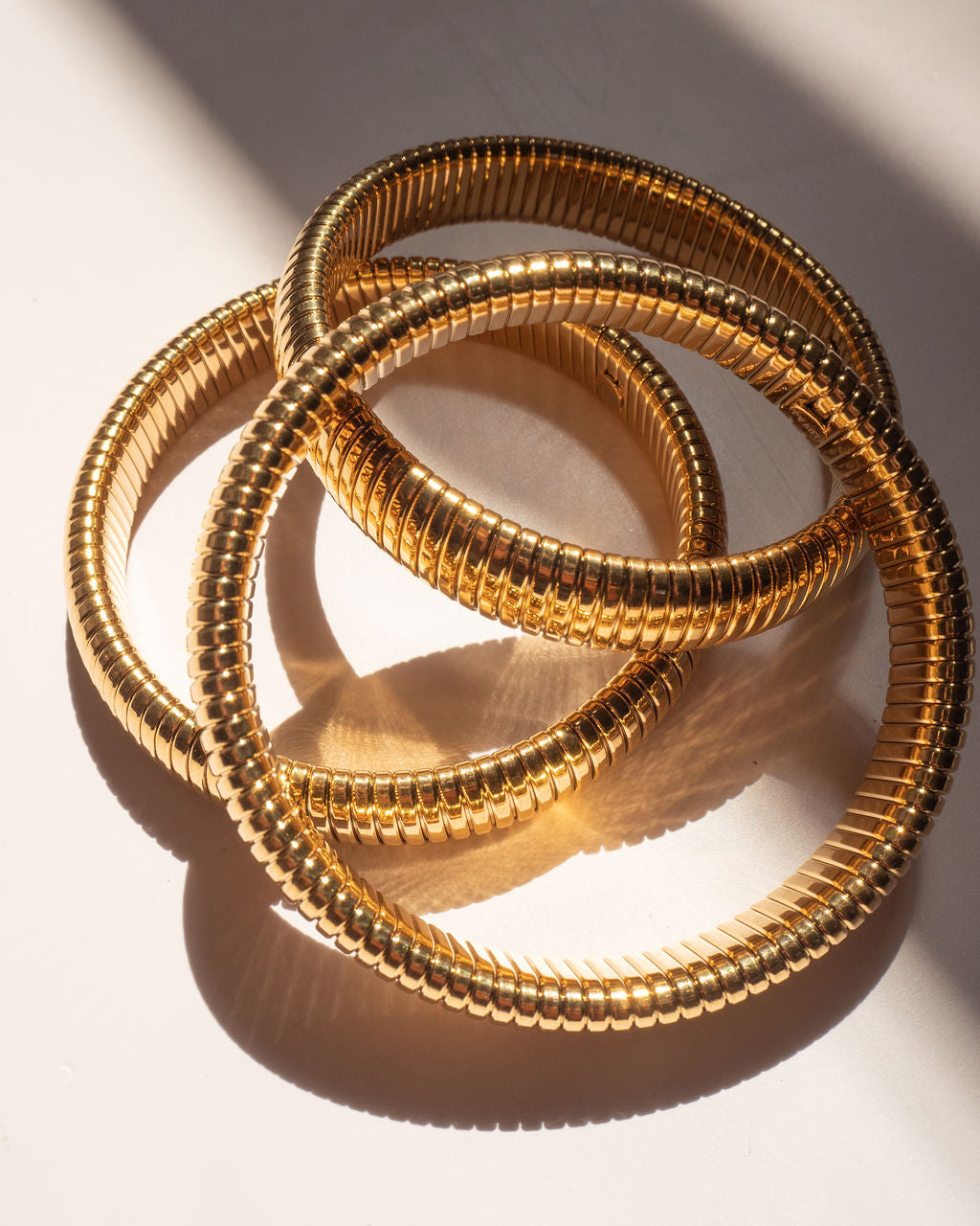 Flex Snake Chain Bracelet- Set of 3 (12mm wide)- Gold (Ships Late September)